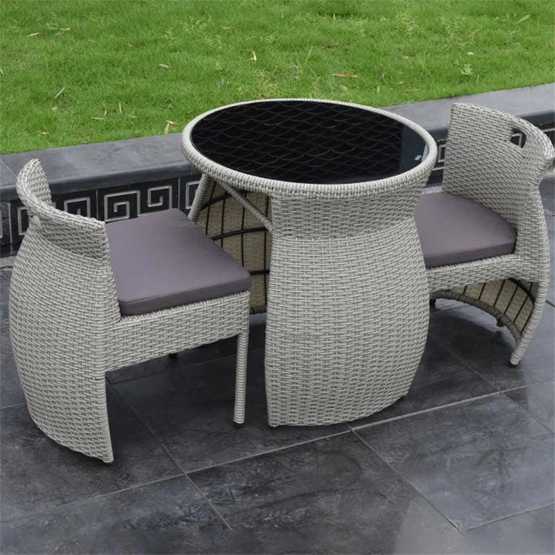 Modern Balcony Small Table and Chair Combination Three-piece Home Garden Outdoor Patio Leisure Rattan Chairs Rattan Furniture