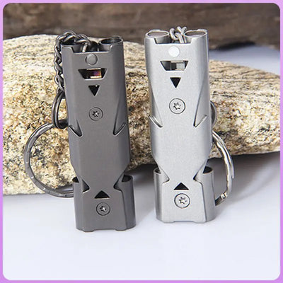 Whistle Aluminum Alloy Waterproof  Double Tube Loud Fesaving Emergency Survival Whistle Keychain For Camping Hiking Outdoor Tool