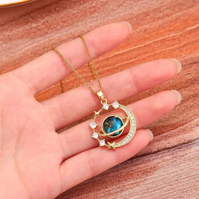 Luxurious and Chic Starry Sky Pendant Necklace with Copper Micro-Inlaid Zirconium in Starry Style