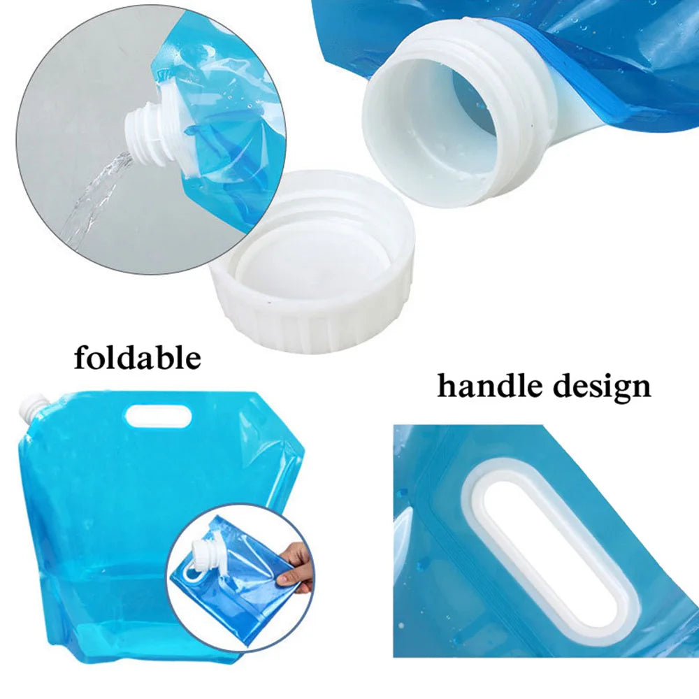 Portable Water Bag Folding Bucket Water Container Jug Bottle Pouch Outdoor Travel Camping with Handle Camping Supplies