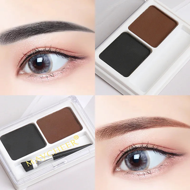 Double Color Matte Eyebrow Powder Waterproof Makeup Palette Eyebrow Stamp Powder Eye Brow Enhancers Shadow Make Up Brow Powder