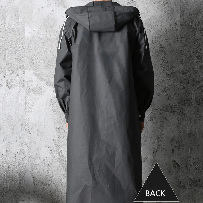 Outdoor Long Raincoat Black Waterproof Women Men Rain Coat Hooded Hiking Travel Fishing Climbing Thickened Cycling Rain Jacket