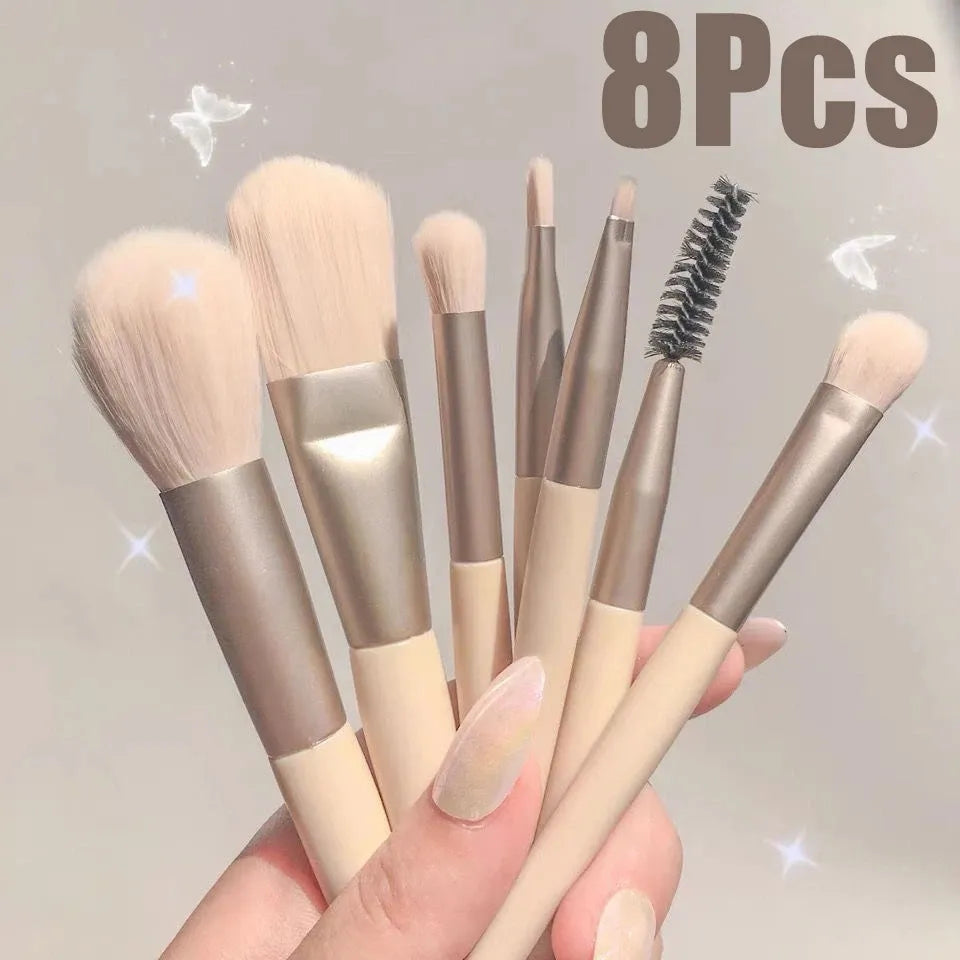 New 8Pcs Makeup Brush Set Makeup Concealer Brush Blush Loose Powder Brush Eye Shadow Highlighter Foundation Brush Beauty Tools