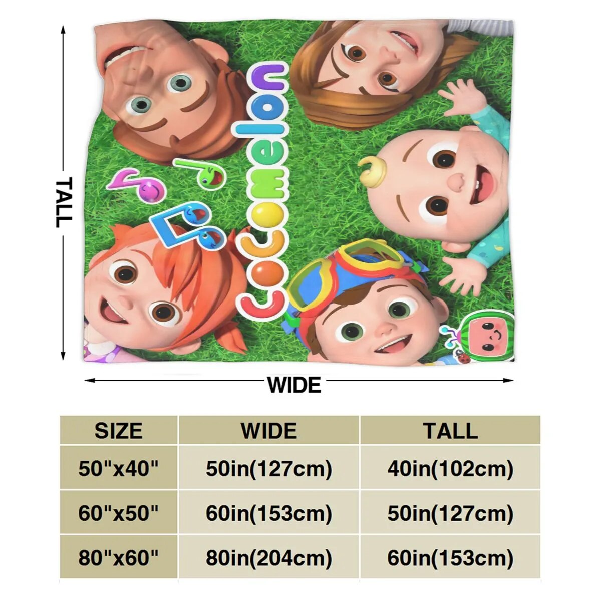 5D-Printed Blanket Cocomelons Flannel Blanket Bed Throw Soft Cartoon Printed Bedspread Bedspread Sofa Gift-00