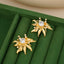 Fashion Diamond-Encrusted Gold Flowers Earring 18k Gold Plated Waterproof No Fading Ear Studs