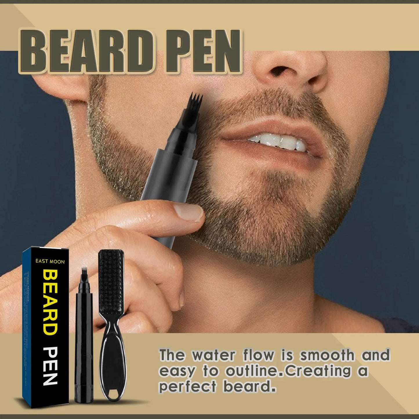 Waterproof Beard Pen Beard Filler Pencil And Brush Beard Enhancer Lasting Repair Moustache Coloring Shaping Tools Hair Pencil