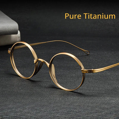 Japanese Pure Titanium Glasses Frame Handmade Retro Oval Round Men Eyeglasses Women Myopia Reading Eyewear Frames