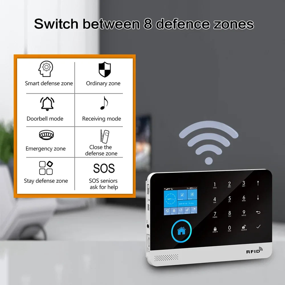 GSM Home Alarm System With WiFi Wireless Motion Sensor Detector Burglar Alarm Garden Home Alarm Alarmas De Seguridad Para Casa