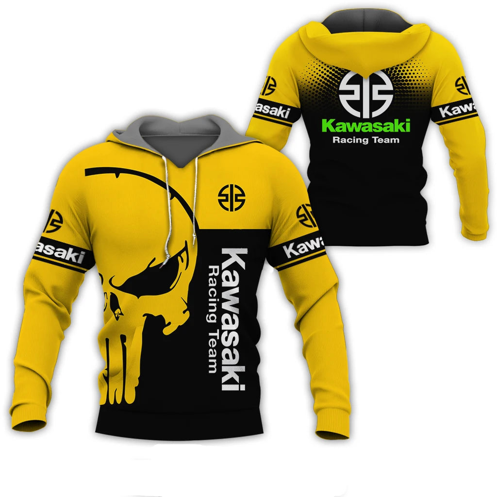 Spring and autumn New 3D print Kawasaki Ninja Motorcycle Riding Off-Road Pullover Extreme Sports Adventure Unisex Hoodie