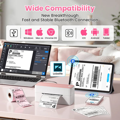 Phomemo 241 Bluetooth Thermal Label Printer Wireless Small Shipping Label Printer 4X6 Compatible with iPhone Android Mac Window