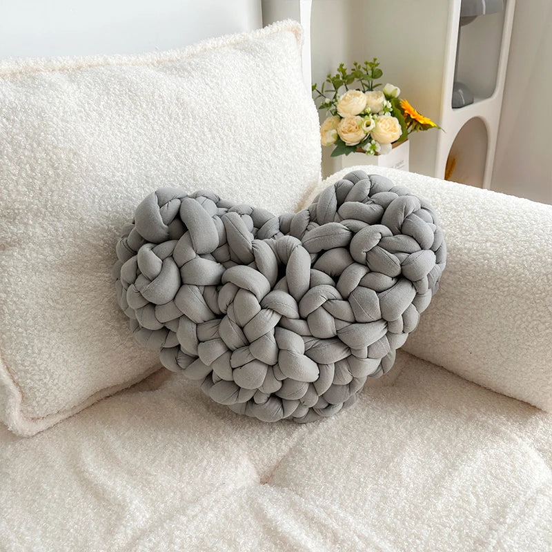 Explosive Love Pillow Hand-woven Finished Heart-shaped Pillow Ins Nordic Style Sofa Living Room Cushion Home Decoration