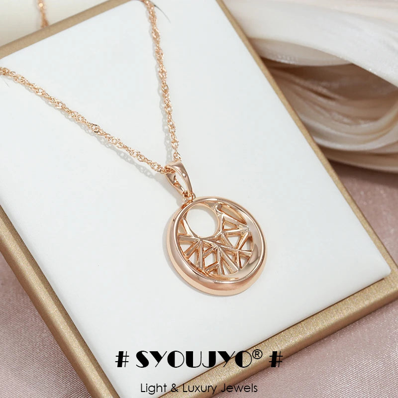 SYOUJYO Shiny Green Natural Zircon Pendant Necklace For Women Fine Jewelry 585 Rose Gold Color Luxury Accessories Gift