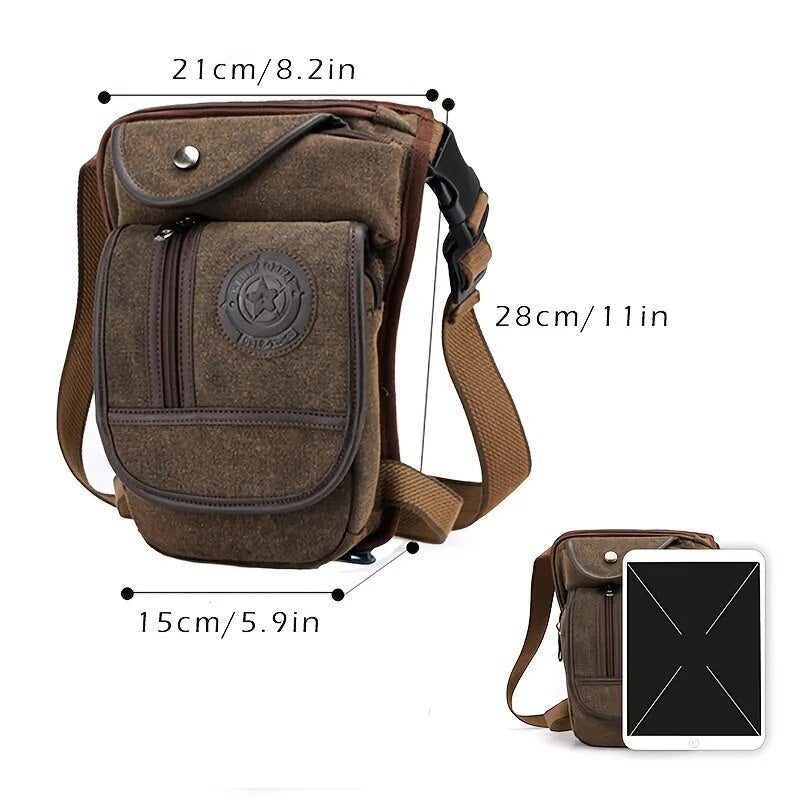 Canvas Drop Leg Bag Outdoor Fanny Pack Unisex Tactical Hip Motorcycle Bike Shoulder Cycling Multi-Pocket Casual Waist Waterproof