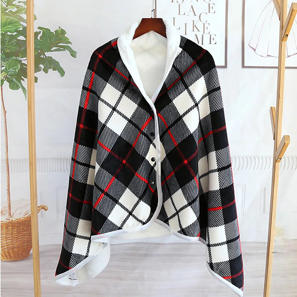 Electric Blanket Portable USB Electric Heated Blanket Shawl Adjust Flannel Throw Blanket Winter Heats Up Quickly Heated Cape Pad