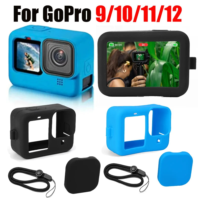 Silicone Case for GoPro Hero 12 11 10 9 Silicone Protective Full Cover Camera Protector Lens Cap for Gopro 12-9 Protective Case