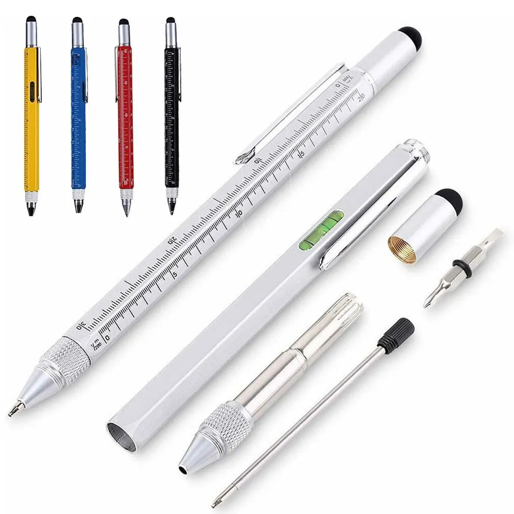 6-in-1 Multi-tool Pen with Screwdriver Screen Touch DIY Woodworking Pen With Ruler for Office Writing Supplies Multi Tools Pen