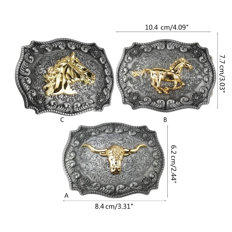 Long Horn Belt Buckle Metal Belt Buckle For Men Cowboy Big Cowboy Belt Buckle Vintage Western Belt Buckle Head