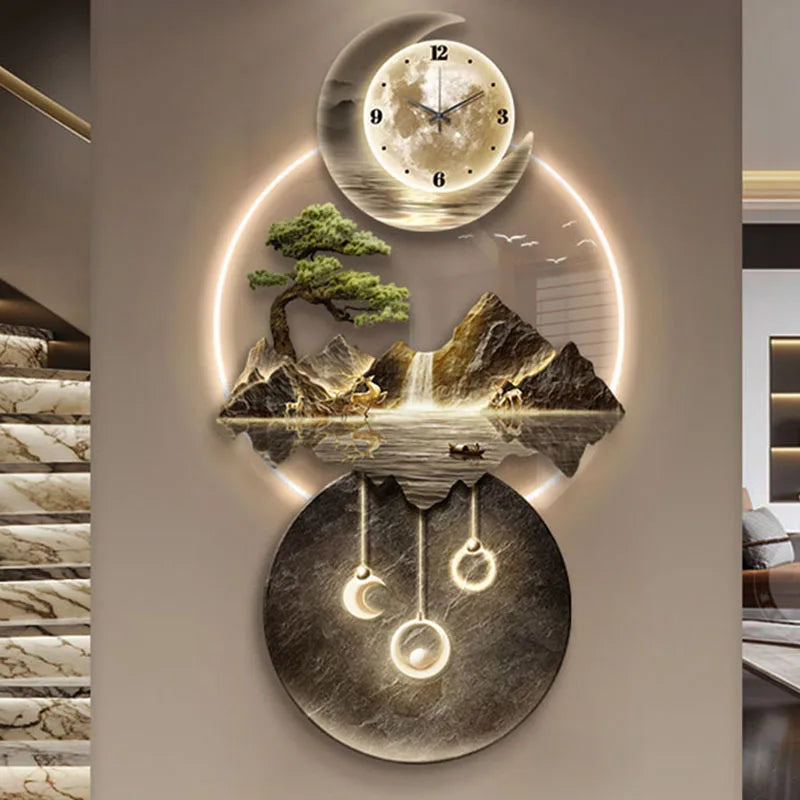 Chinese Style Luminous Wall Watch Modern Big Size Cute Interior Mechanism Wall Clocks Fashion Relogio De Parede Home Decoration