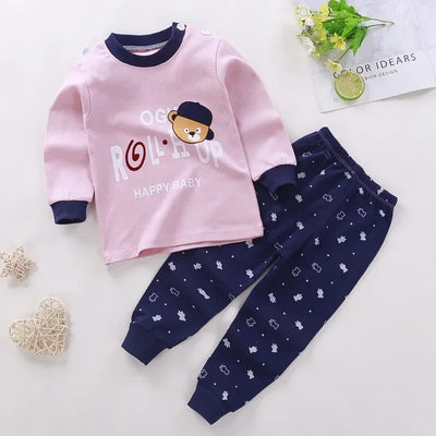 2024 New Kids Boys Girls Pajama Sets Cartoon Print Long Sleeve Cute T-Shirt Tops with Pants Toddler Baby Autumn Sleeping Clothes