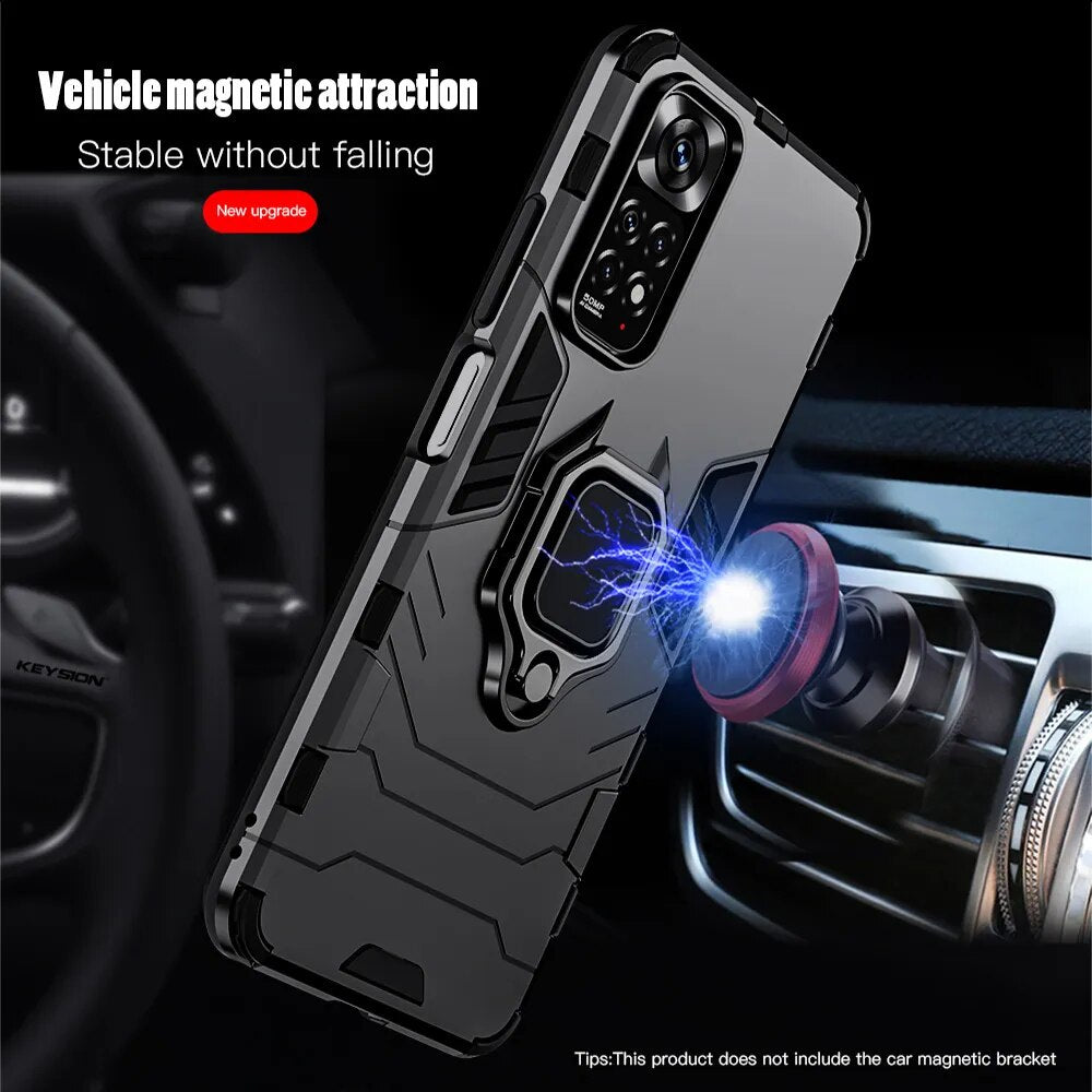 KEYSION Shockproof Case for Redmi Note 11 Pro 5G 11S 10S 9 S 8 Pro Ring Stand Phone Back Cover for Xiaomi Redmi 9 9T 9C 10C 10A