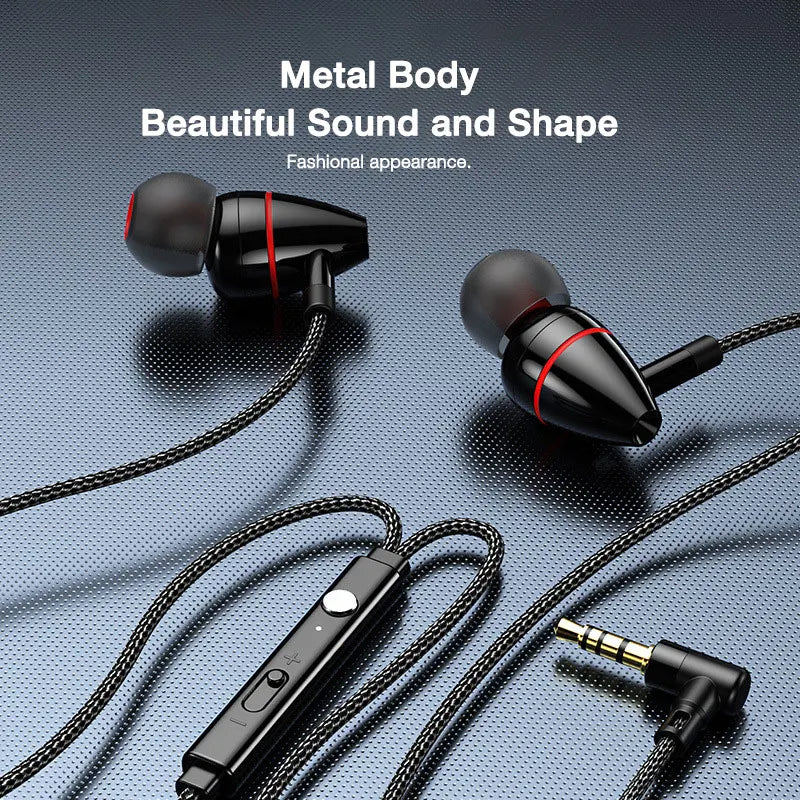 EARDECO Metal 3.5mm Headphones Wired Earphones Gaming Earbuds Sports Headset with Microphone for Phones Samsung Xiaomi Huawei