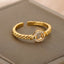 Zircon Stainless Steel Ring O Shape Geometric Open Adjustable For Women Gold Color Ring Fashion Popular Jewelry Accessories