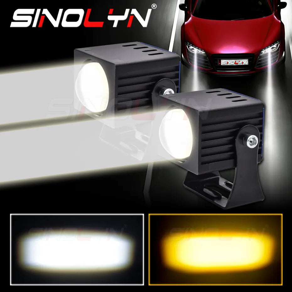 Sinolyn 3000K 5000K LED Spotlights Fog Lights LED Matrix Lights Car Lamp White Yellow Projector Lenses Motorcycle Car Accessory