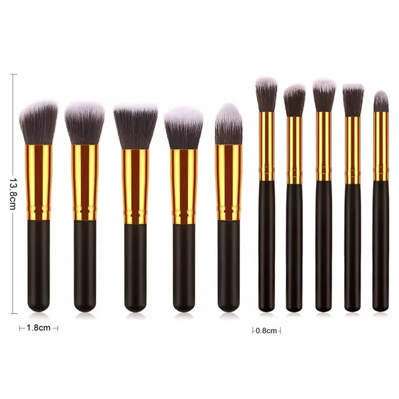 10 Pcs/kit Soft Fluffy Professional Synthetic Kabuki Makeup Brush Set Cosmetics Foundation Blending Blush Contour Makeup Tools