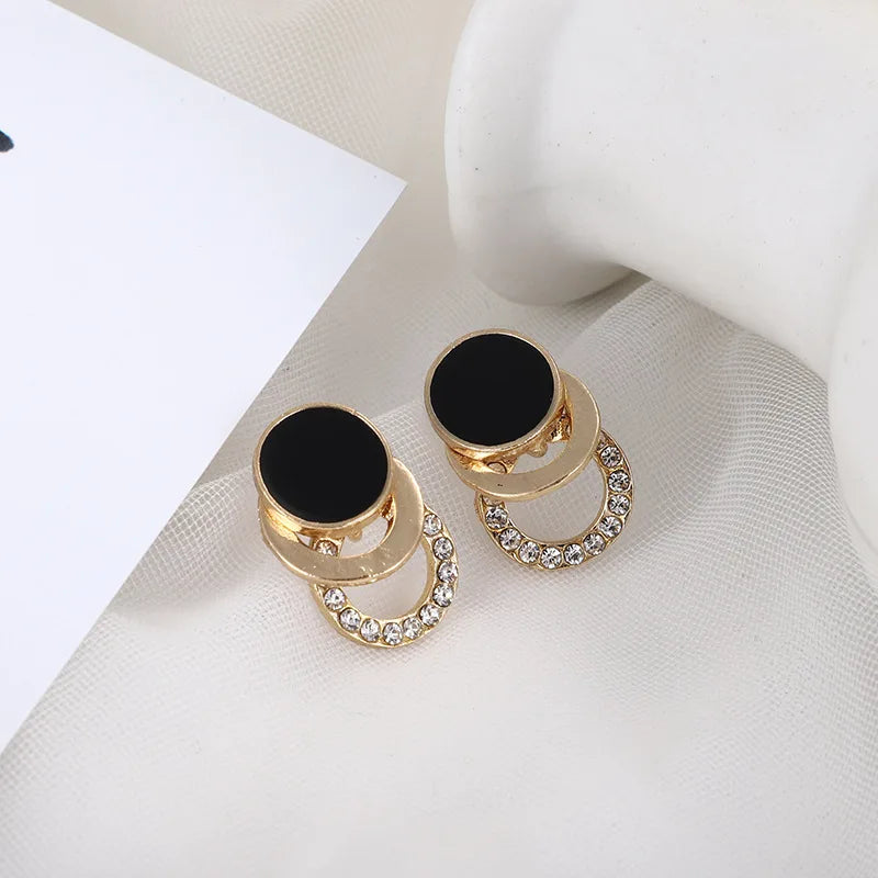 2024 New Fashion Round Earrings for Women Geometric Acrylic Crystal Stud Earrings Wedding Party Elegant Circle Charms Jewelry