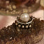 Huitan Vintage Imitation Pearl Women Rings Two Tone Metal Accessories Antique Color Versatile Y2K Girl Finger Ring Party Jewelry