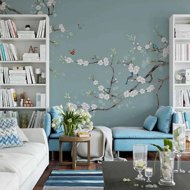 Chinese Style Hand Painted Flower And Bird Sofa TV Background 3D Photo Wallpaper Modern Bedroom Living Room Mural Wall Covering