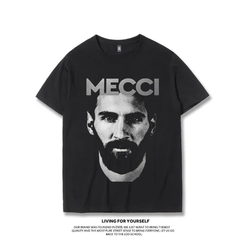 Messi Printed T-shirt Football Fan Commemorative Short Sleeved Top