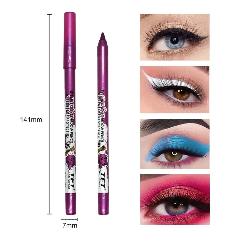 Quick-Dry Eyeliner Pencil Long Lasting Waterproof Eye Liner Pen Fashion Colorful Liquid Eyeliner Shiny Whitening Cosmetic