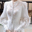 [EWQ] Beautiful White Lace Up Embroidery Hollow Out Lantern Sleeves Women's Long Dress Ladies Vestidos 2024 Spring Autumn 3A6724