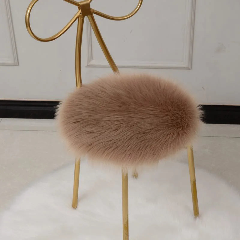 35cm Creative Soft Faux Fur Pillow Cushion Round Chair Seat Cushion Office Sofa Home Decoration Cushion For Chair Anti-Slip Mat