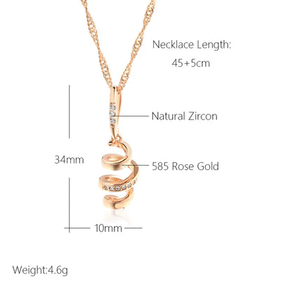 Kinel New 585 Rose Gold Color Geometry Rotate Pendant Necklace for Women Natural Zircon Accessories Bridal Trend Daily Jewelry