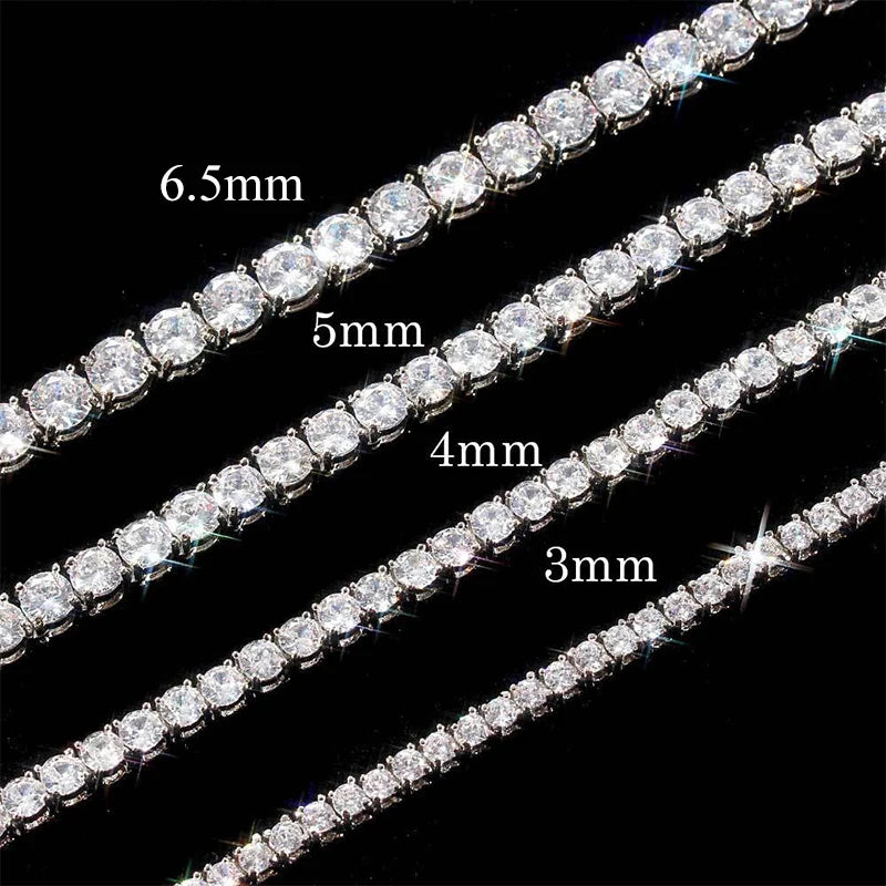 EWYA Sparkling Real Full 2.5/3/4/5mm D Color Moissanite Tennis Necklace for Women S925 Silver Diamond Neck Chain Necklaces Gift