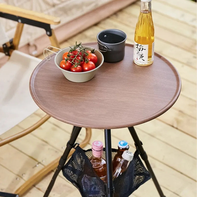 Telescopic Folding Round Table Outdoor Three-legged Dining Table Portable Aluminum Alloy Hike Picnic Liftable Table Coffee Table