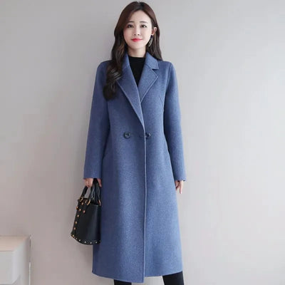 Woolen Coat Women's Medium Long Plus Size Fashion Simple Coat Autumn Winter Korean Style Solid Version Loose Lady Overwear