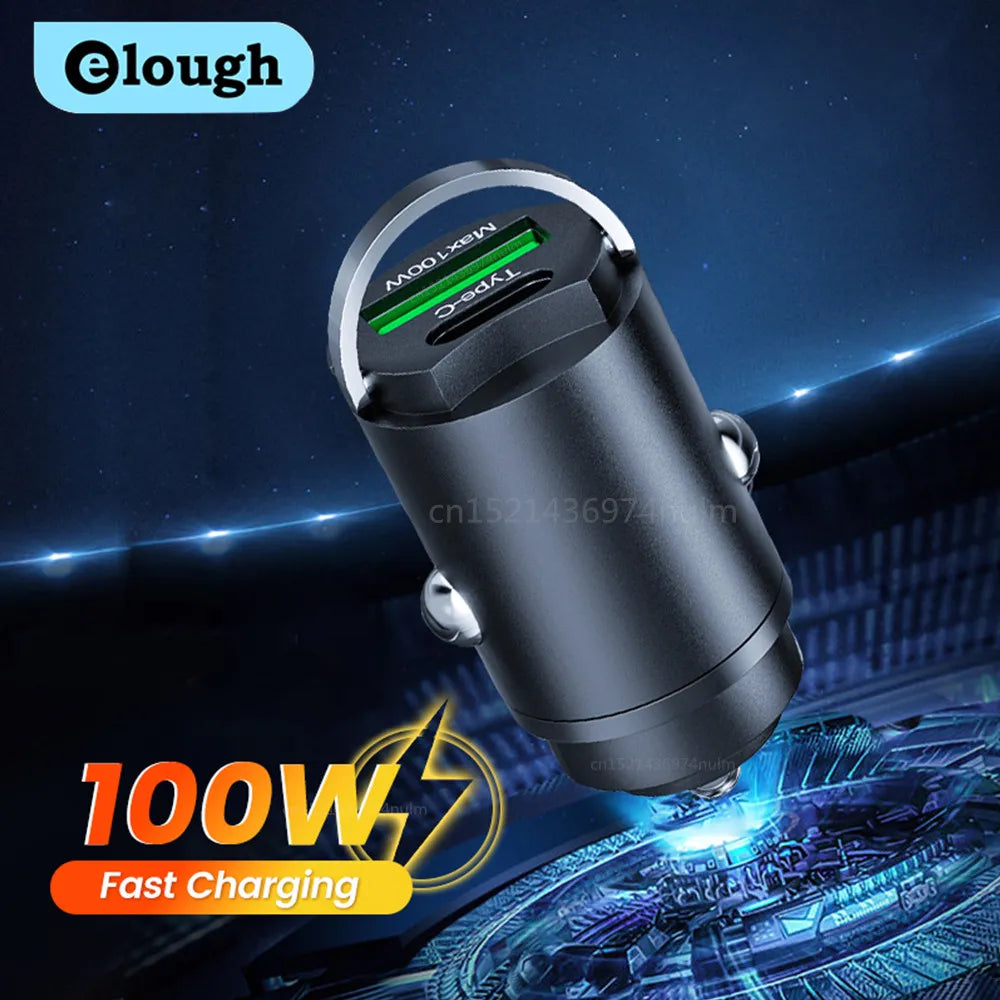 100W USB Car Charger Lighter Fast Charging for iPhone QC3.0 Mini PD USB Type C Car Phone Charger for Xiaomi Samsung Huawei