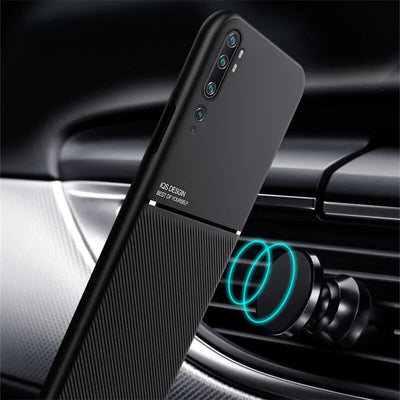 For Xiaomi Note 10 Case Luxury Silicone Car Magnetic Holder Back Cover For Xiaomi Mi Note10 Note 10 Pro Lite Soft Leather Cases