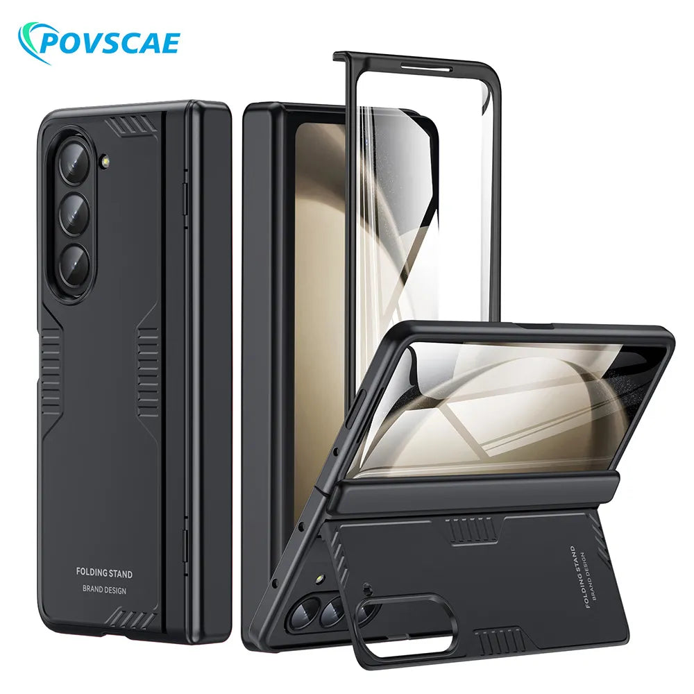 Shockproof Armor Case for Samsung Galaxy Z Fold 5 4 With Hidden Kickstand Hinge Protection Rugged Case Built-in Screen Protector