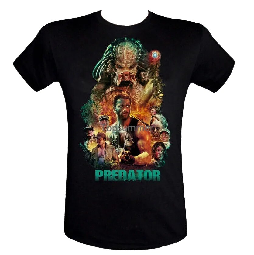 T-Shirt Predator Film Arnold Schwarzenegger Vs. Alien Movie Uomo Donna Bambino Short Sleeve Mens Formal T Shirts Top Tee