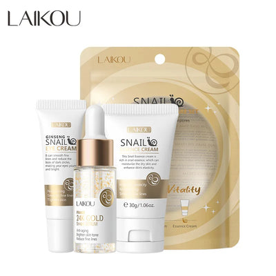 3pcs/set LAIKOU 24K Golden Vitamin C Sakura Skin Care Sets Face Cream Serum Eye Cream Firming Moisturizing Face Care Kit