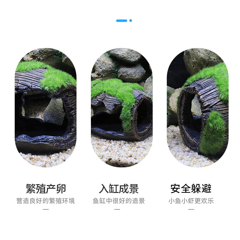 Fish Tank Landscaping Decoration Hiding Cave Aquarium Decoration Hiding House Hollow Simulated Wine Barrel Aquarium Accessories