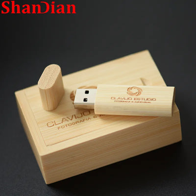 Wooden Flash Drive 64GB Free Custom Logo Pen Drives 32GB Maple Wedding Gift Memory Stick 16GB Bamboo U Disk 8GB External Storage