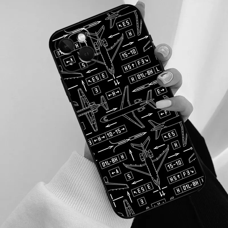 Aviation Aeroplane Pilot Cockpit Phone Case For iPhone 11 12 13 14 15 Pro XS Max Mini Cover For iPhone X XR 7 8 Plus Back Case