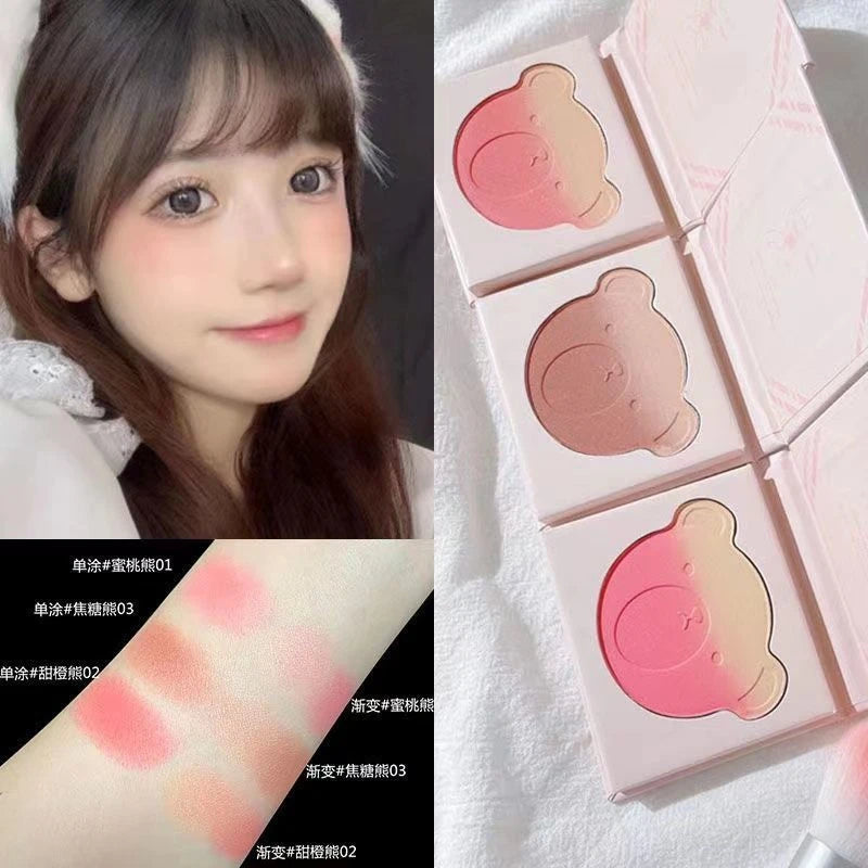 Cute Bear Gradient Blush Palette Matte Fine Flash Beginner Easy Makeup Natural Nude Makeup Products Makeup Palette Cosmetic