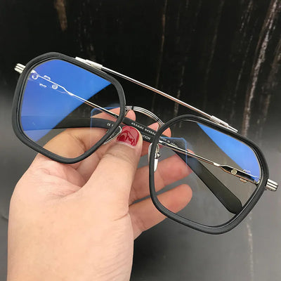 New Anti Blue Light Double Beam Square Myopia Glasses Oversized Men Women Matte Frame Prescription Eyewear Diopter -1.0 to -6.0