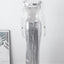 2024 Summer Sequin Sexy Backless Suspender Long Dress Women's Silver Sleeveless Slim Hip Pack Evening Dress Club Robe